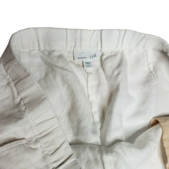 J. Jill Women's Size L Wide Leg Beach Comber 100% Linen Pants White Pockets - Picture 8 of 9